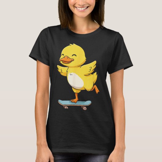 Funny Yellow Duck Skater Skateboard Ballerina Zoo  T-Shirt (Vorderseite)