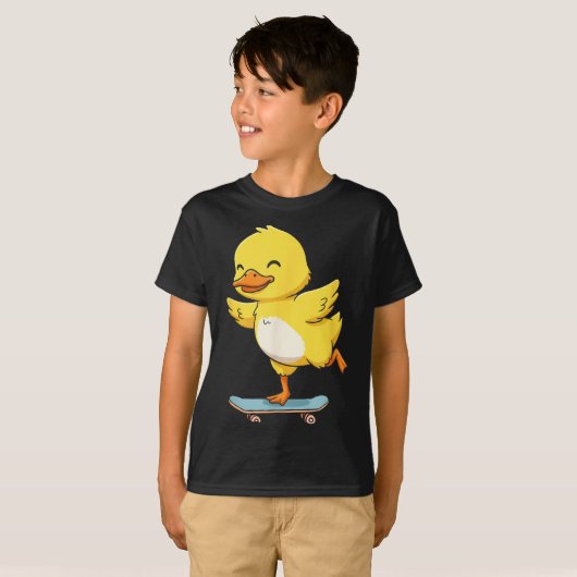 Funny Yellow Duck Skater Skateboard Ballerina Zoo T-Shirt (Vorne ganz)