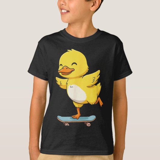 Funny Yellow Duck Skater Skateboard Ballerina Zoo T-Shirt (Vorderseite)