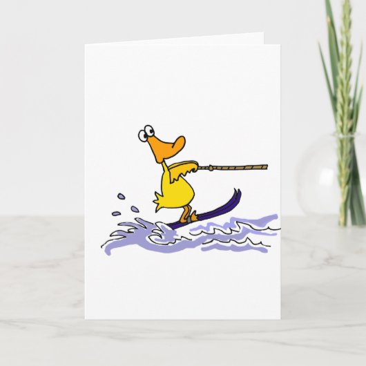 Funny Yellow Duck Water Skiing Karte (Vorderseite)