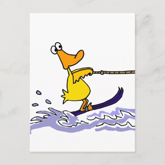 Funny Yellow Duck Water Skiing Postkarte (Vorderseite)