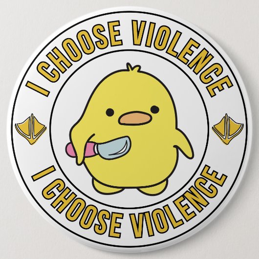 Funny Yellow Duck With Knife Button (Vorderseite)