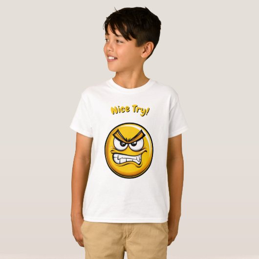 Funny Yellow Frustrated Emoji Kids T - Shirt (Vorne ganz)