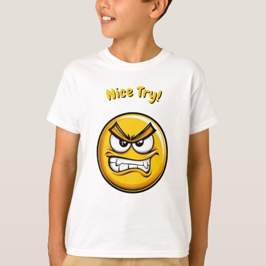Funny Yellow Frustrated Emoji Kids T - Shirt (Vorderseite)
