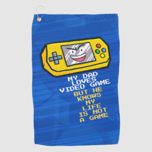 Funny Yellow Game Portable Vatertag Gruß Golfhandtuch