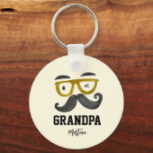 Funny Yellow Glass und Mustache Custom Opa Schlüsselanhänger (Vorderseite)