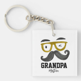 Funny Yellow Glasses & Mustache Grandpa Custom Schlüsselanhänger