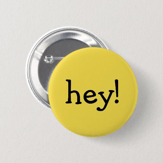 Funny Yellow hey! Eine Textnachricht mit einem Wor Button (Vorne & Hinten)