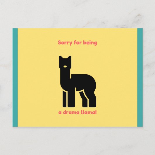 Funny Yellow Illustriert Llama Postkarte (Vorderseite)