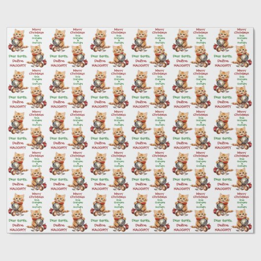 Funny Yellow Kitten definiert schöne Weihnachten Geschenkpapier (Flach)