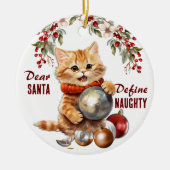 Funny Yellow Kitten definiert schöne Weihnachten Keramik Ornament (Vorne)