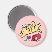Funny Yellow Labrador Cartoon Magnet (Vorderseite/Rückseite)