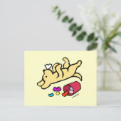 Funny Yellow Labrador Cartoon Postkarte (Stehend Vorderseite)