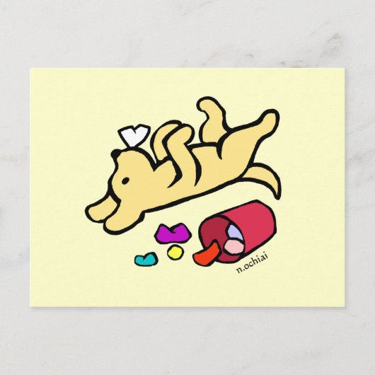 Funny Yellow Labrador Cartoon Postkarte (Vorderseite)