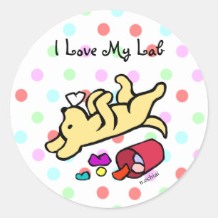 Funny Yellow Labrador Cartoon Runder Aufkleber