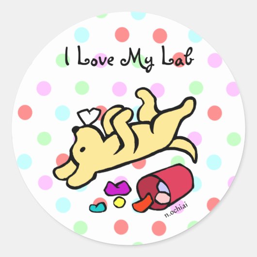 Funny Yellow Labrador Cartoon Runder Aufkleber (Vorderseite)