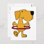 Funny Yellow Labrador Retriever Playing Hula Hoop Postkarte (Vorne/Hinten)