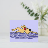 Funny Yellow Labrador Schwimmen Postkarte (Stehend Vorderseite)