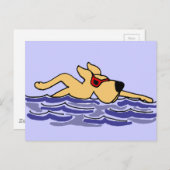Funny Yellow Labrador Schwimmen Postkarte (Vorne/Hinten)