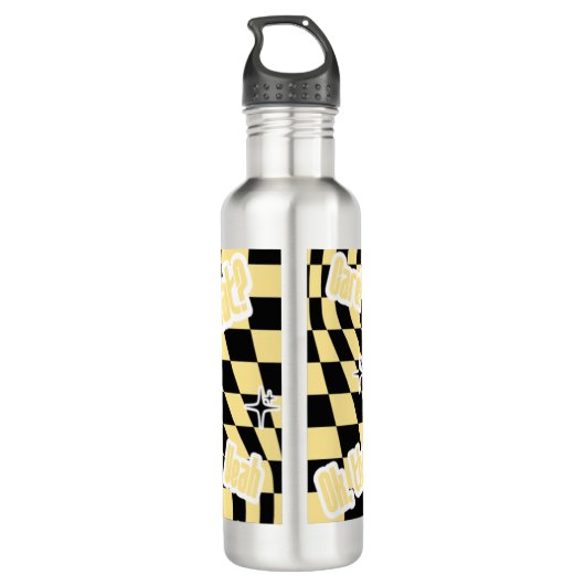 Funny Yellow Labubou-Inspired Edelstahlflasche (Rückseite)