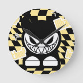 Funny Yellow Labubou-Inspired Runde Wanduhr (Vorderseite)