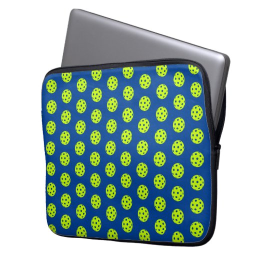 Funny Yellow Pickleball Pattern Laptopschutzhülle (Vorderseite Links)