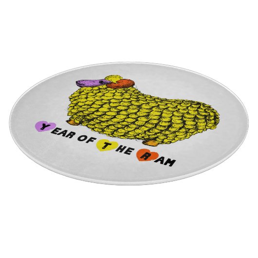 Funny Yellow Ram Chinese Year Zodiac Birthday CutB Schneidebrett (Ecke)