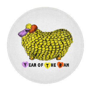 Funny Yellow Ram Chinese Year Zodiac Birthday CutB Schneidebrett