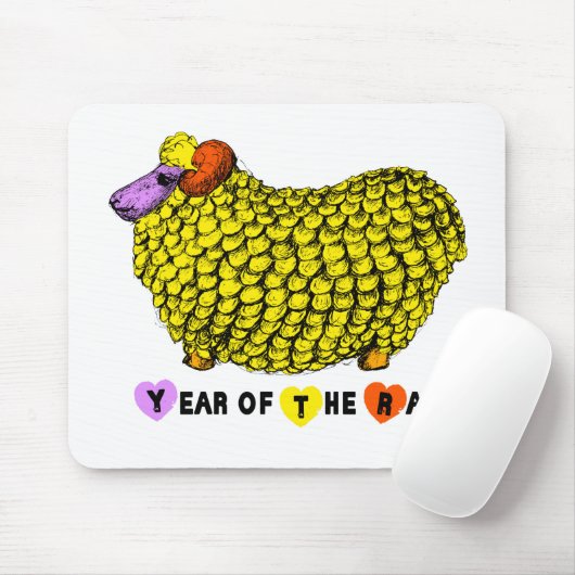 Funny Yellow Ram Chinese Year Zodiac Birthday Mous Mousepad (Mit Mouse)