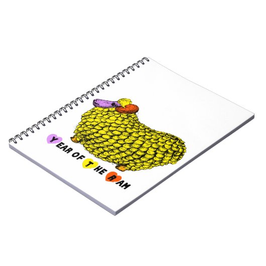 Funny Yellow Ram Chinese Year Zodiac Birthday NotB Notizblock (Linke Seite)