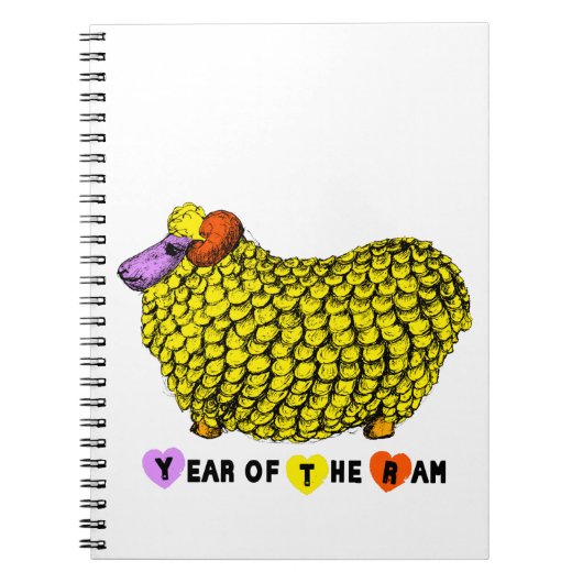 Funny Yellow Ram Chinese Year Zodiac Birthday NotB Notizblock (Vorderseite)