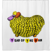 Funny Yellow Ram Chinese Year Zodiac Birthday ShC Duschvorhang (Vorderseite)