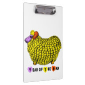 Funny Yellow Ram Chinese Year Zodiac Clipboard Klemmbrett (Rechts)
