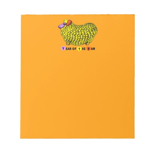 Funny Yellow Ram Chinese Year Zodiac Notepad Notizblock (Vorderseite)