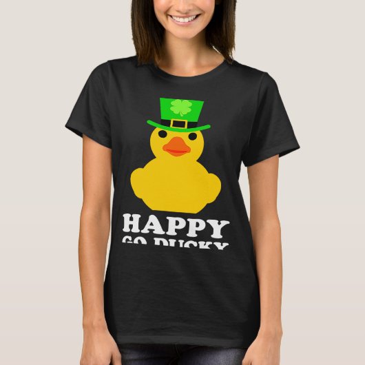 Funny Yellow Rubber Duck Leprechaun Hat St Patrick T-Shirt (Vorderseite)