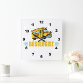 Funny Yellow School Busfahrer humorvoll Quadratische Wanduhr (Zuhause)