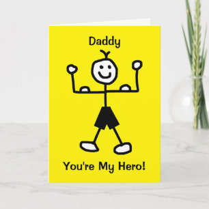 Funny Yellow Strong Man Hero Cartoon Vatertag Karte