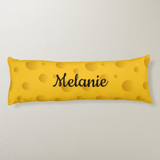 Funny yellow Swiss cheese pattern custom name Seitenschläferkissen (Rückseite)