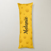 Funny yellow Swiss cheese pattern custom name Seitenschläferkissen (Rückseite (Vertikal))
