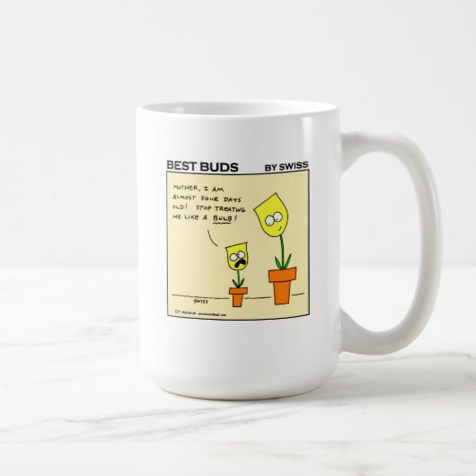 Funny Yellow Tulips Best Buds Mama Cartoon Kaffeetasse (Rechts)