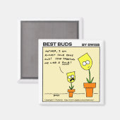 Funny Yellow Tulips Mutter und Tochter Cartoon Magnet (Vorderseite/Rückseite)