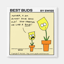 Funny Yellow Tulips Mutter und Tochter Cartoon Magnet