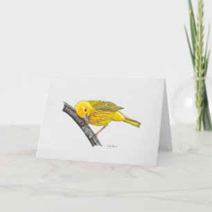 Funny Yellow Warbler Art Card Dankeskarte