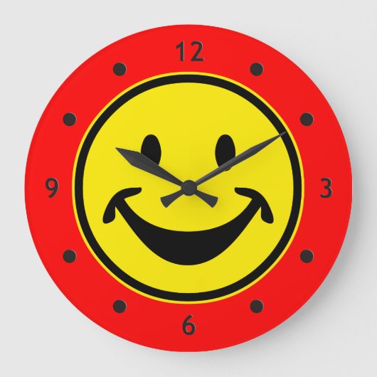 Funny yellow + your backg. & ideas große wanduhr (Vorderseite)