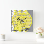 Funny Yellow Zickzack Alberner Elefant Quadratische Wanduhr (Zuhause)