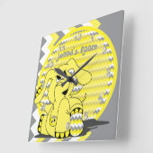 Funny Yellow Zickzack Alberner Elefant Quadratische Wanduhr (Winkel)