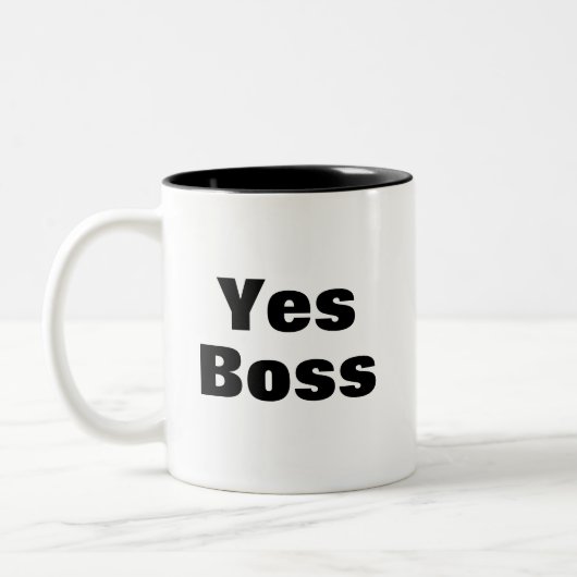 Funny Yes Boss Work Nah Zweifarbige Tasse (Links)