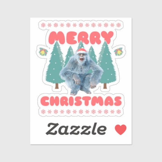 Funny Yeti - Frohe Weihnachten Aufkleber (Blatt)