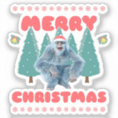 Funny Yeti - Frohe Weihnachten Aufkleber (Vorderseite)