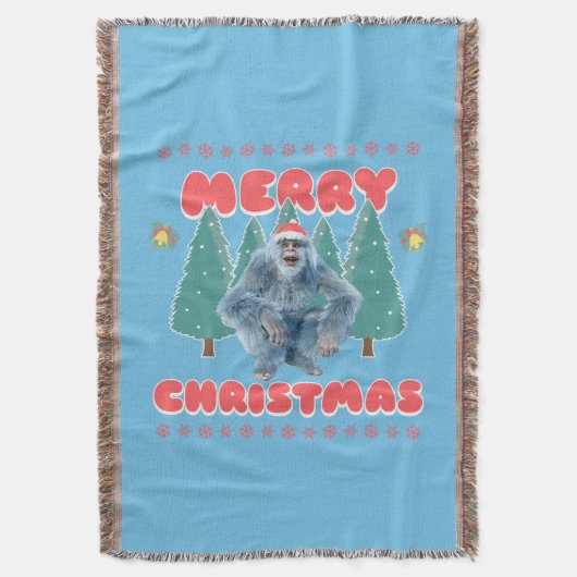 Funny Yeti - Frohe Weihnachten Decke (Vorderseite Vertikal)